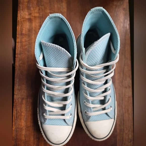 SOLD Converse Baby Blue Platform Chuck Taylor Hightop | Size 8 - Picture 4 of 6